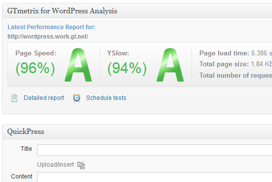 Check WordPress site speed with GTmetrix and increase the score