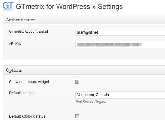 GTmetrix for WordPress Plugin —