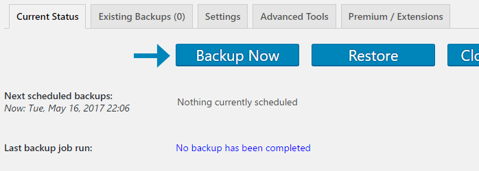 gtmetrix updraftplus backup now