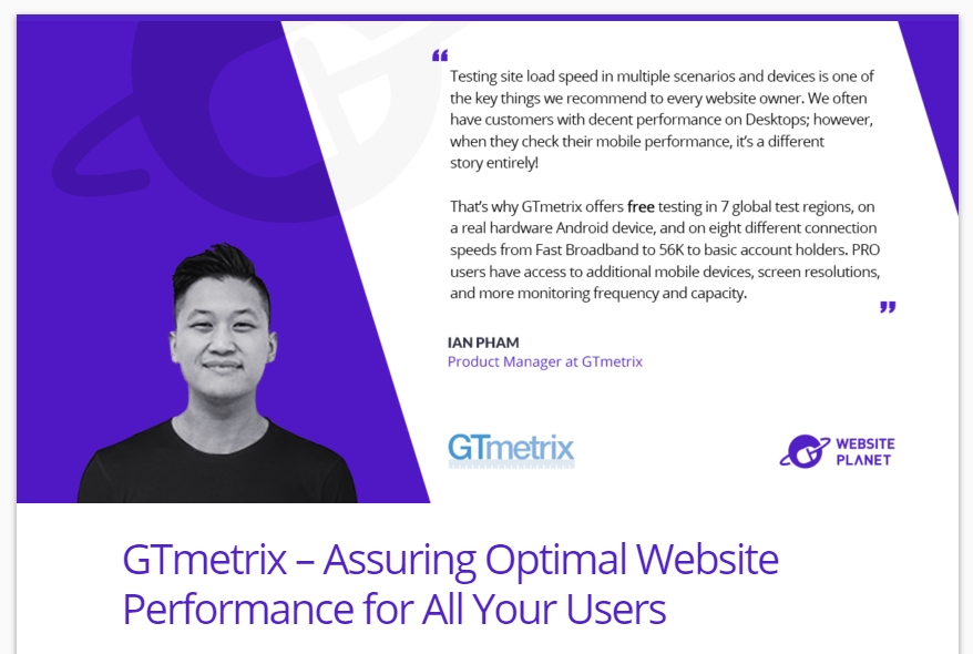 GTmetrix – Assuring Optimal Website Performance for All Your Users