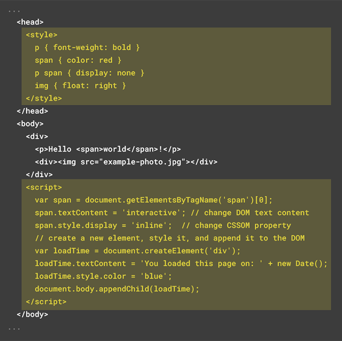 Inlining JS and CSS example