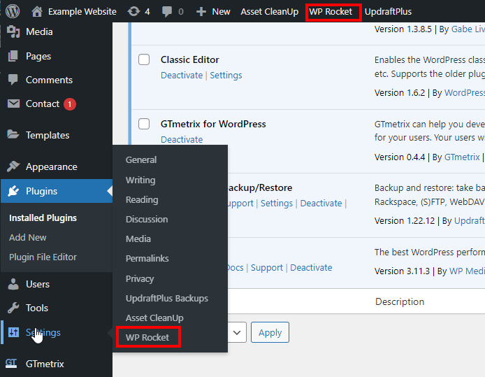 Configure WP Rocket Settings