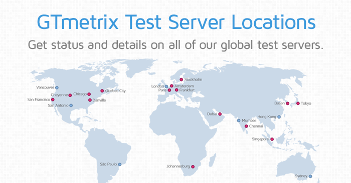 GTmetrix Test Server Locations