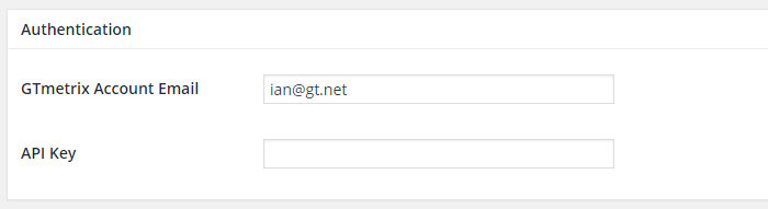 Enter your GTmetrix API key