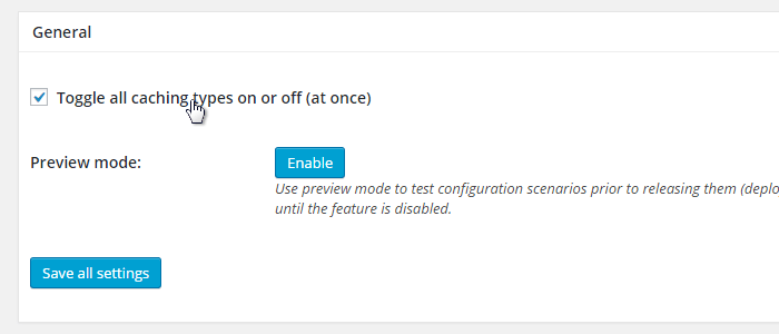 W3 Total Cache: Toggle All