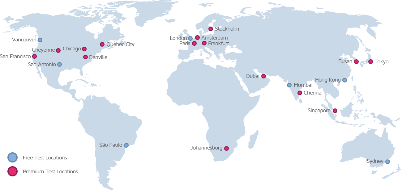 GTmetrix Test Server Locations