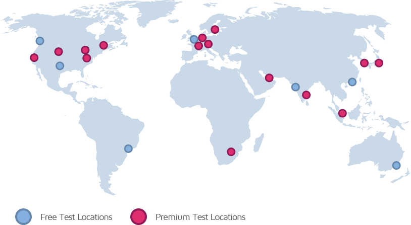 GTmetrix global test locations